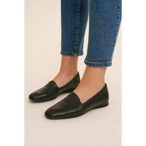 Ecco Black Leather Loafers EU 37 US 6 Women’s Flats Slip On Snake Toe Comfort